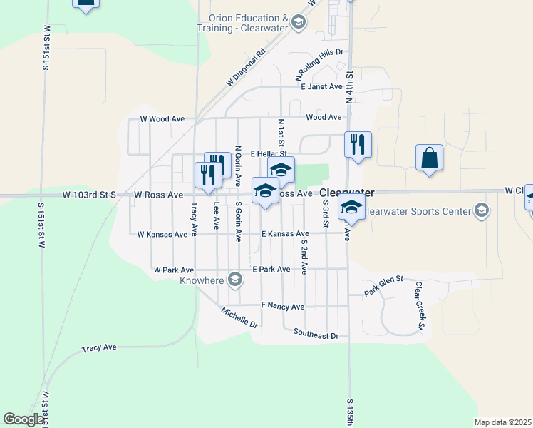 map of restaurants, bars, coffee shops, grocery stores, and more near 100 South Prospect Avenue in Clearwater