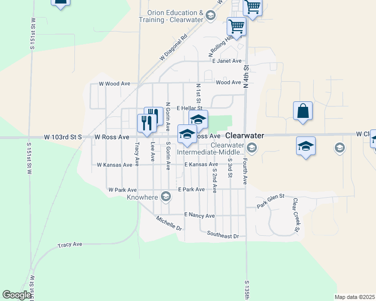 map of restaurants, bars, coffee shops, grocery stores, and more near 100 South Prospect Avenue in Clearwater