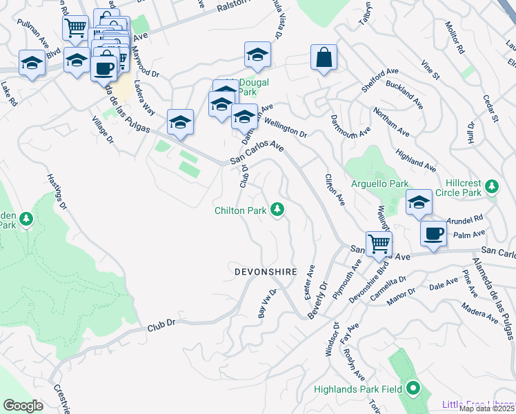 map of restaurants, bars, coffee shops, grocery stores, and more near 37 Sequoia Court in San Carlos