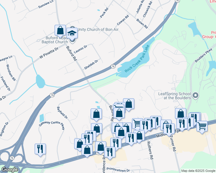 map of restaurants, bars, coffee shops, grocery stores, and more near 8031 Lake Shore Drive in Richmond