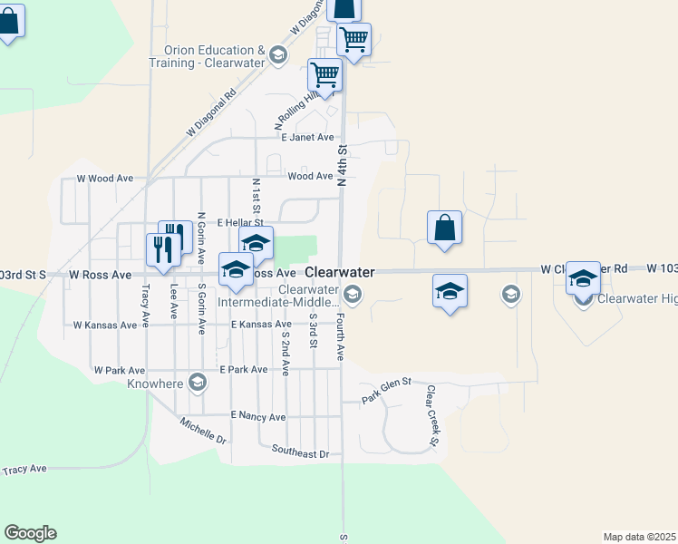 map of restaurants, bars, coffee shops, grocery stores, and more near 1201 Ross Avenue in Clearwater