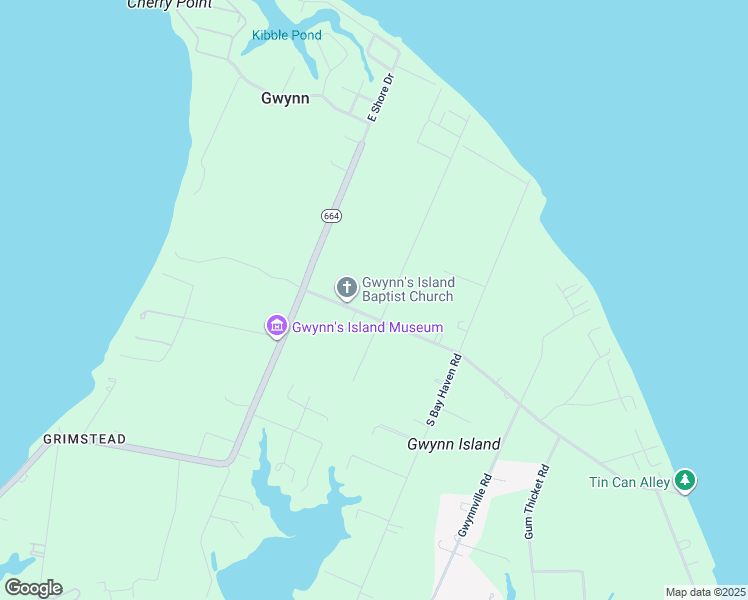 map of restaurants, bars, coffee shops, grocery stores, and more near 19 Chesapeake Drive in Gwynn
