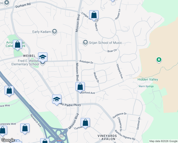 map of restaurants, bars, coffee shops, grocery stores, and more near 261 Traminer Court in Fremont