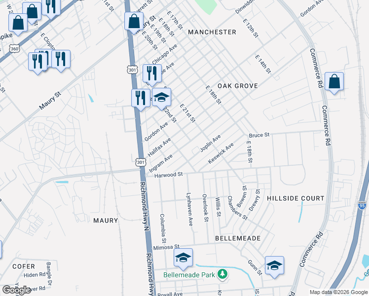 map of restaurants, bars, coffee shops, grocery stores, and more near 2204 Halifax Avenue in Richmond