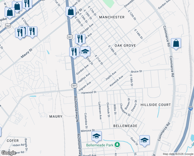 map of restaurants, bars, coffee shops, grocery stores, and more near 2204 Halifax Avenue in Richmond