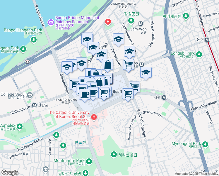map of restaurants, bars, coffee shops, grocery stores, and more near in 
