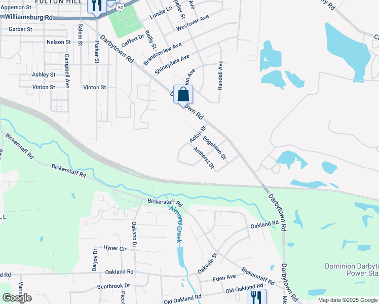 map of restaurants, bars, coffee shops, grocery stores, and more near 5804 Amherst Street in Richmond