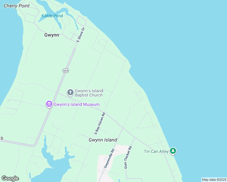 map of restaurants, bars, coffee shops, grocery stores, and more near 176 North Bay Haven Road in Gwynn