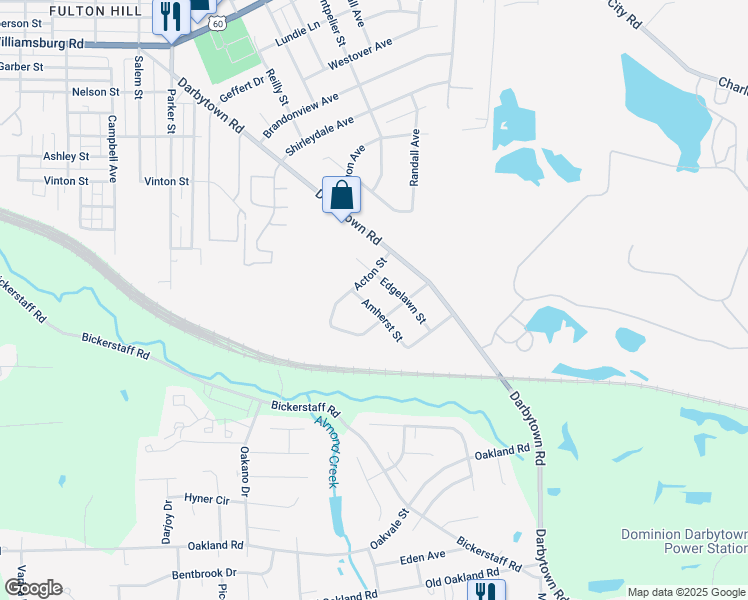 map of restaurants, bars, coffee shops, grocery stores, and more near 5811 Amherst Street in Richmond