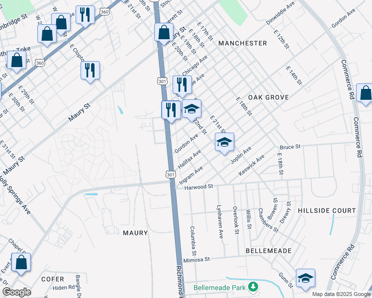 map of restaurants, bars, coffee shops, grocery stores, and more near 2303 Halifax Avenue in Richmond