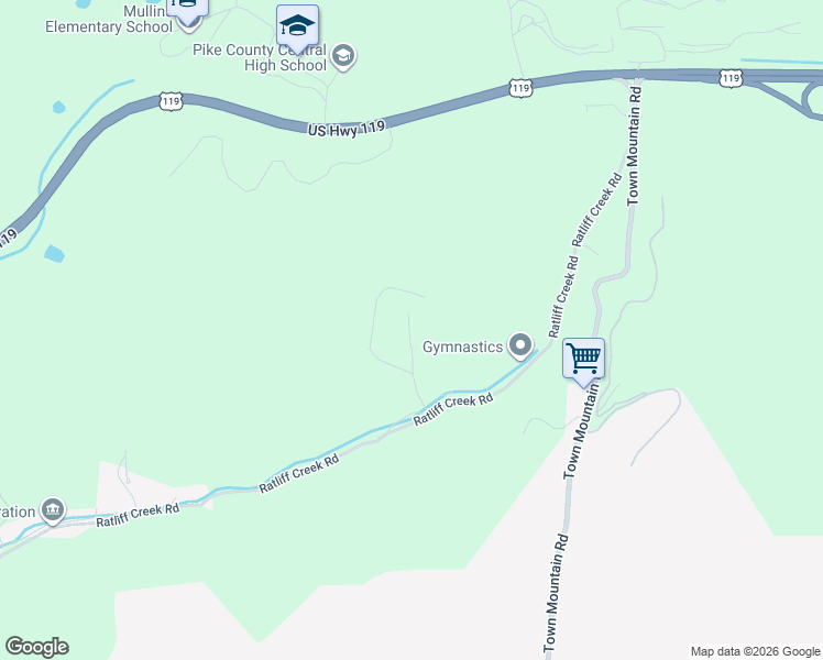 map of restaurants, bars, coffee shops, grocery stores, and more near 229 Meade Heights in Pikeville