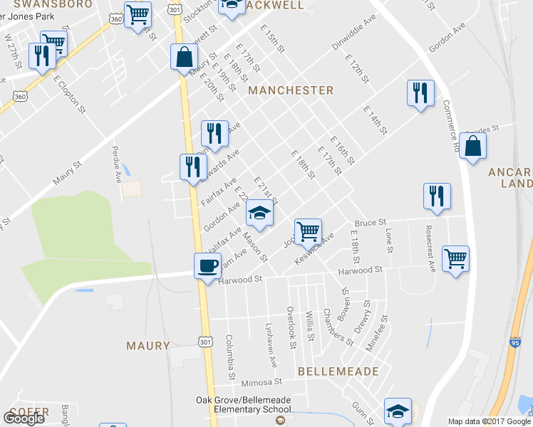 map of restaurants, bars, coffee shops, grocery stores, and more near 2112 Halifax Avenue in Richmond