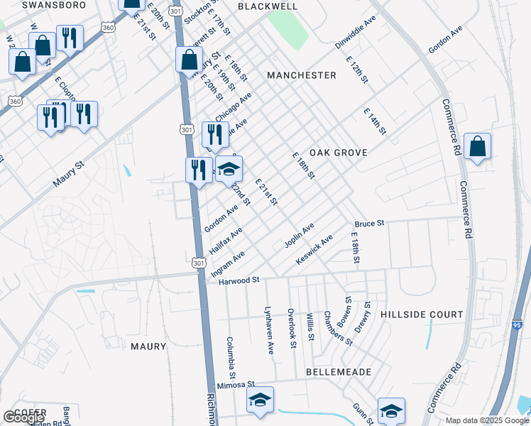 map of restaurants, bars, coffee shops, grocery stores, and more near 2112 Halifax Avenue in Richmond