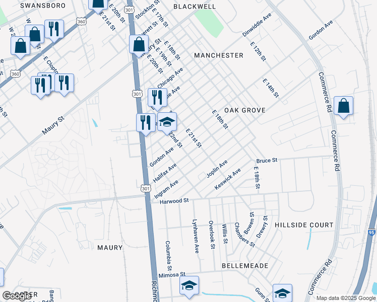 map of restaurants, bars, coffee shops, grocery stores, and more near 2117 Halifax Avenue in Richmond