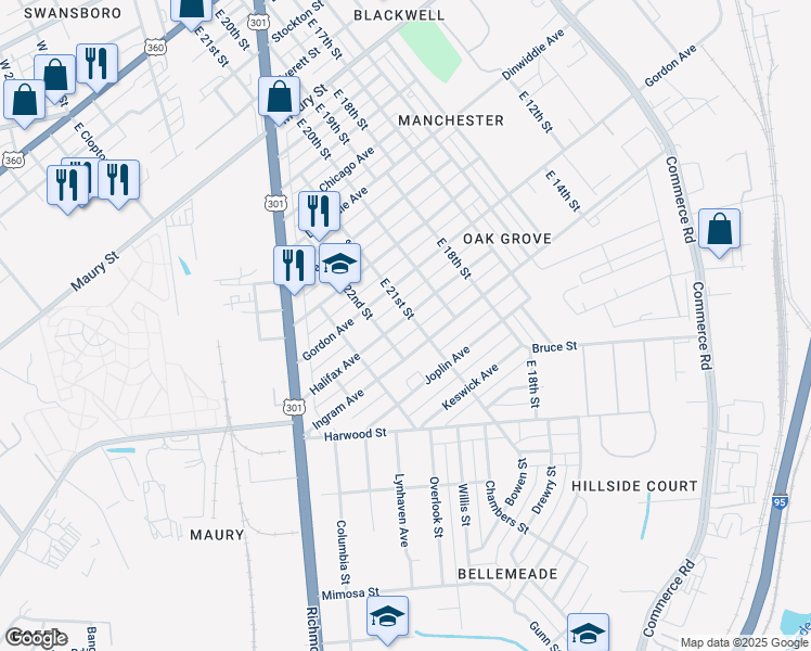 map of restaurants, bars, coffee shops, grocery stores, and more near 2102 Halifax Avenue in Richmond