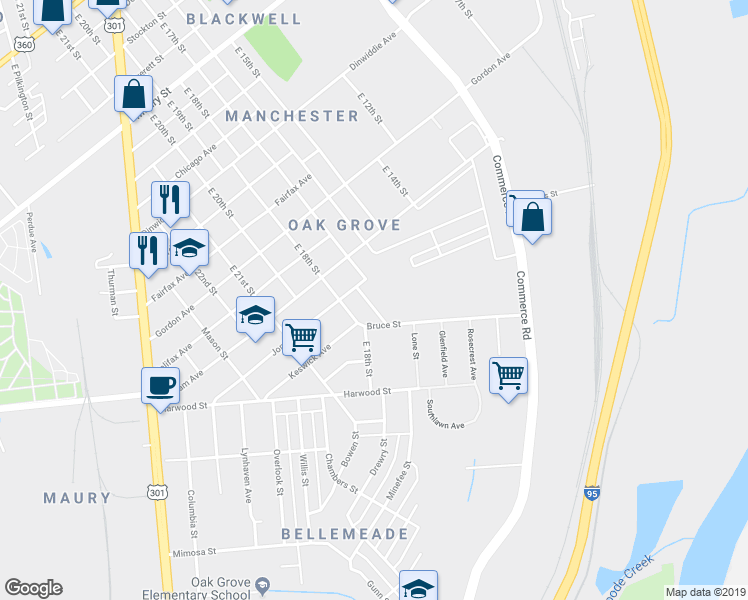 map of restaurants, bars, coffee shops, grocery stores, and more near 1410 Lenmore Street in Richmond