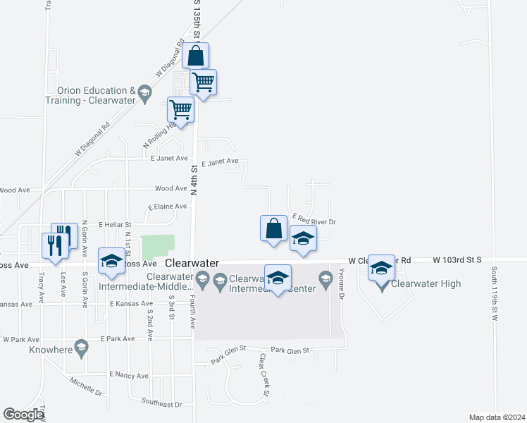 map of restaurants, bars, coffee shops, grocery stores, and more near 1025 Silverado Court in Clearwater