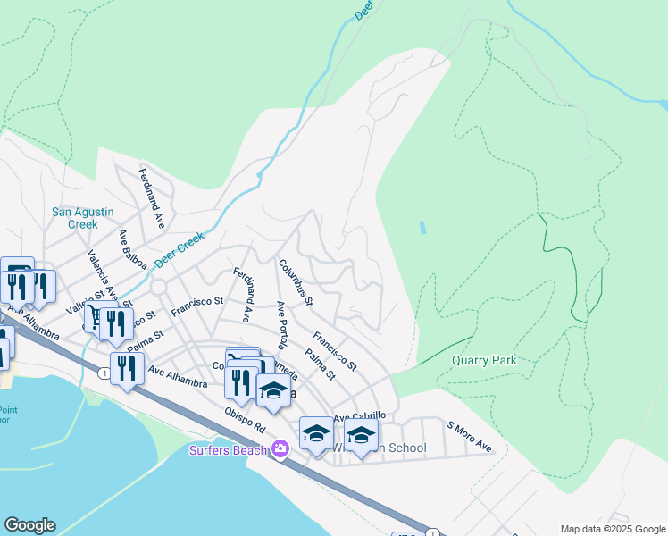 map of restaurants, bars, coffee shops, grocery stores, and more near 138 San Pedro Road in Half Moon Bay
