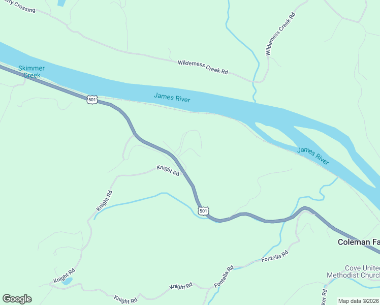 map of restaurants, bars, coffee shops, grocery stores, and more near 1001-1199 Jack Rabbit Lane in Coleman Falls
