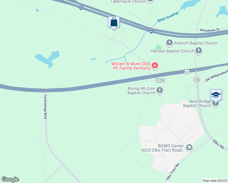 map of restaurants, bars, coffee shops, grocery stores, and more near in Sandston