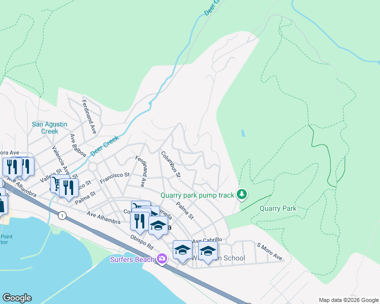 map of restaurants, bars, coffee shops, grocery stores, and more near 138 San Pedro Road in Half Moon Bay
