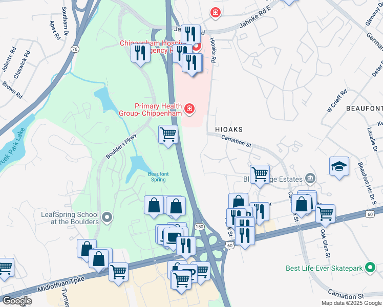 map of restaurants, bars, coffee shops, grocery stores, and more near 7017 West Carnation Street in Richmond