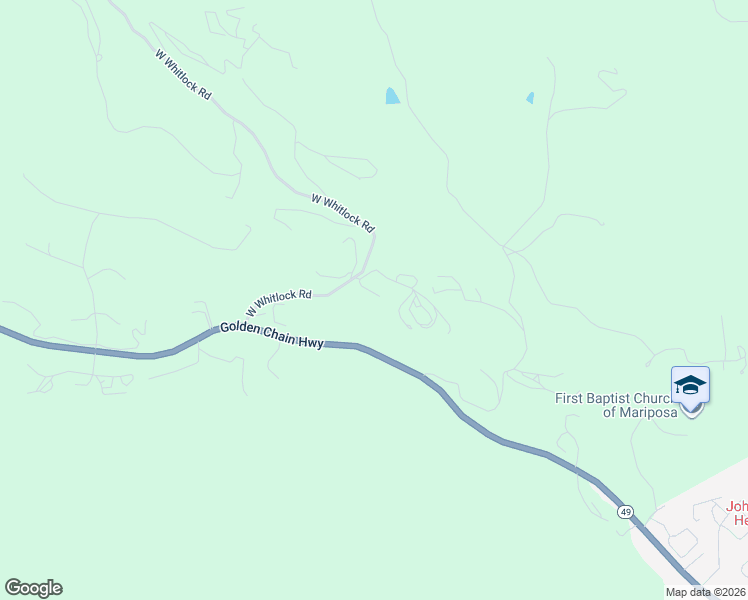 map of restaurants, bars, coffee shops, grocery stores, and more near 5030 West Whitlock Road in Mariposa
