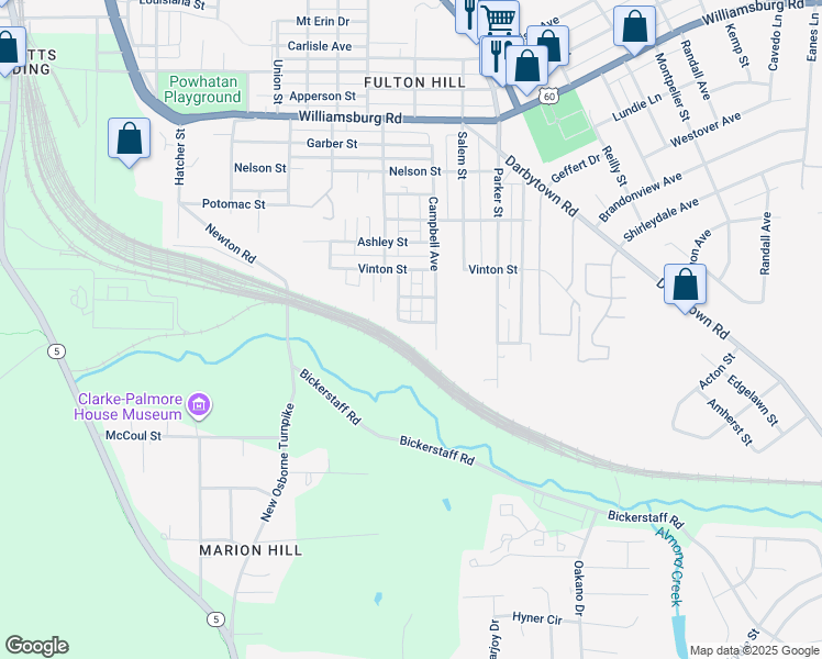 map of restaurants, bars, coffee shops, grocery stores, and more near 1407 Stiff Street in Richmond