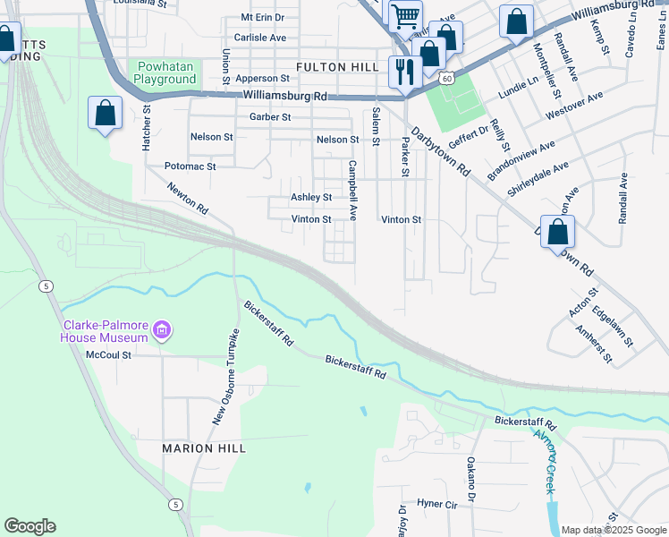 map of restaurants, bars, coffee shops, grocery stores, and more near 1407 Stiff Street in Richmond