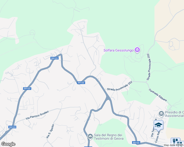 map of restaurants, bars, coffee shops, grocery stores, and more near Strada Statale 122bis in Caltanissetta