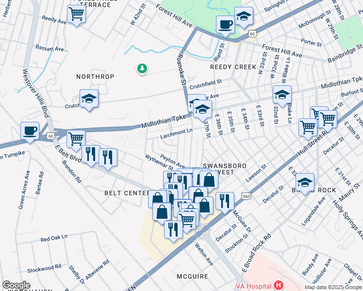 map of restaurants, bars, coffee shops, grocery stores, and more near 111 Mardick Road in Richmond
