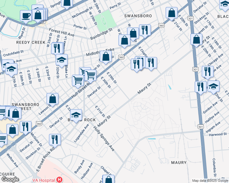 map of restaurants, bars, coffee shops, grocery stores, and more near 2910 Stockton Street in Richmond