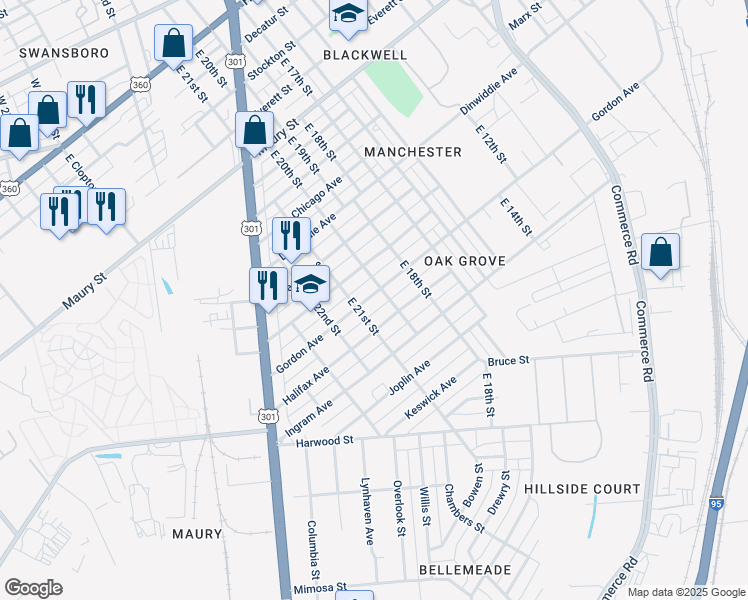 map of restaurants, bars, coffee shops, grocery stores, and more near 2006 Gordon Avenue in Richmond