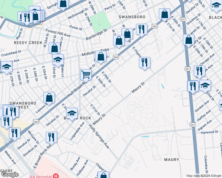map of restaurants, bars, coffee shops, grocery stores, and more near 2906 Stockton Street in Richmond