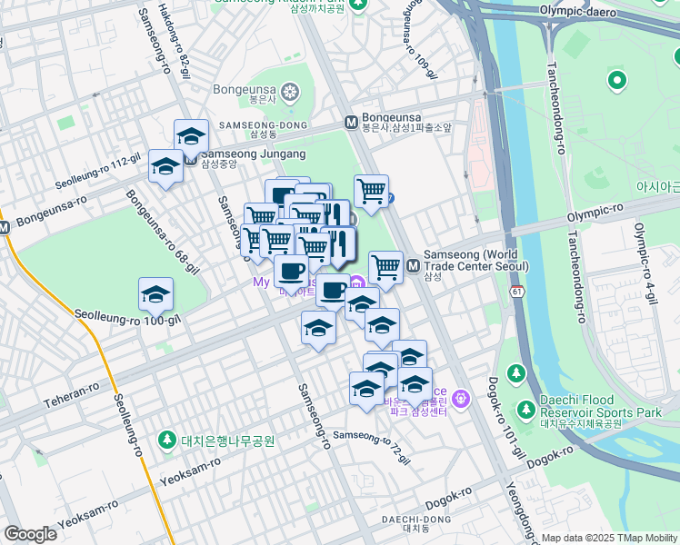 map of restaurants, bars, coffee shops, grocery stores, and more near in 