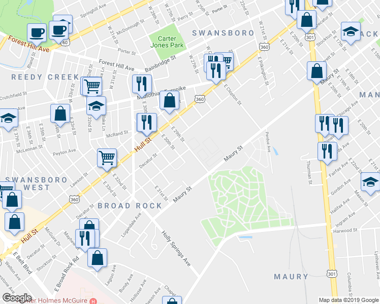 map of restaurants, bars, coffee shops, grocery stores, and more near 2900 Stockton Street in Richmond