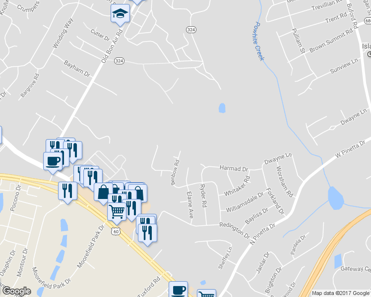 map of restaurants, bars, coffee shops, grocery stores, and more near 9642 Benbow Road in Richmond
