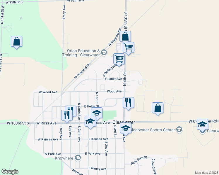 map of restaurants, bars, coffee shops, grocery stores, and more near 620 Wood Avenue in Clearwater