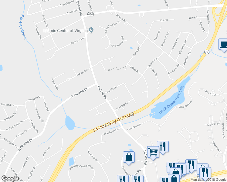 map of restaurants, bars, coffee shops, grocery stores, and more near 8731 Laumic Drive in Richmond