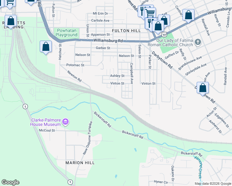 map of restaurants, bars, coffee shops, grocery stores, and more near 5510 Almond Avenue in Richmond