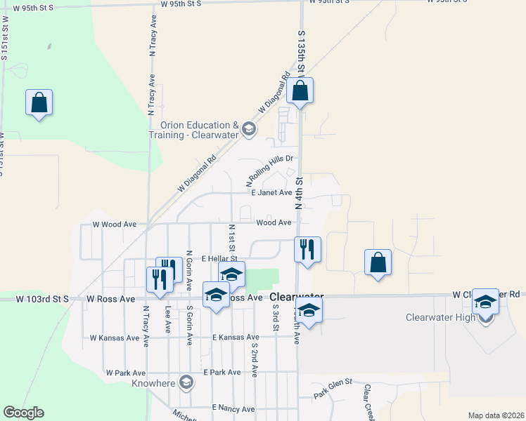 map of restaurants, bars, coffee shops, grocery stores, and more near 620 Wood Avenue in Clearwater