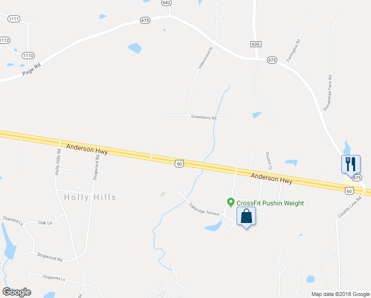 map of restaurants, bars, coffee shops, grocery stores, and more near 1480 Anderson Highway in Powhatan