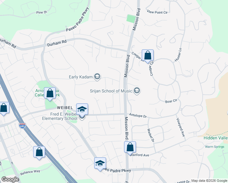 map of restaurants, bars, coffee shops, grocery stores, and more near 201 Prairie Dog Lane in Fremont