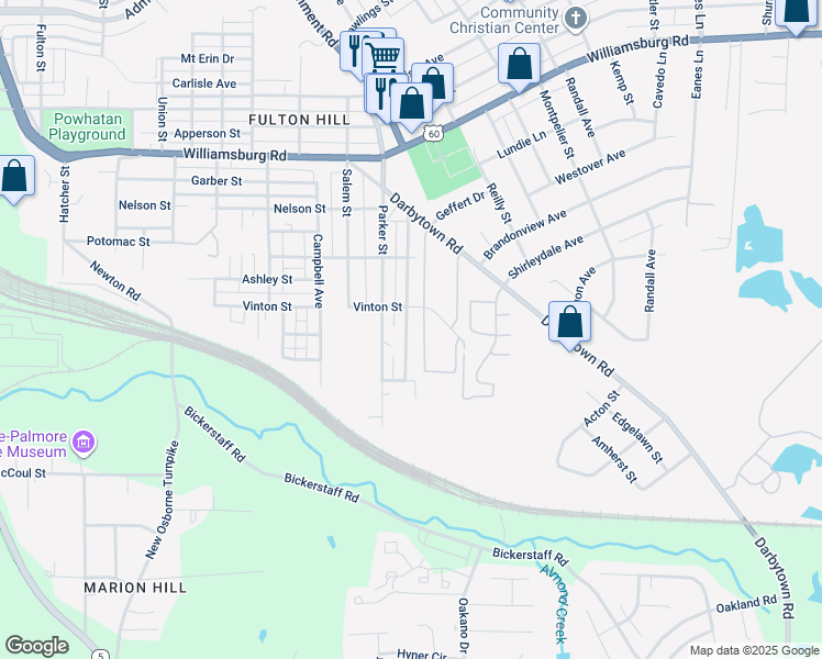 map of restaurants, bars, coffee shops, grocery stores, and more near 5413 Blueridge Avenue in Richmond