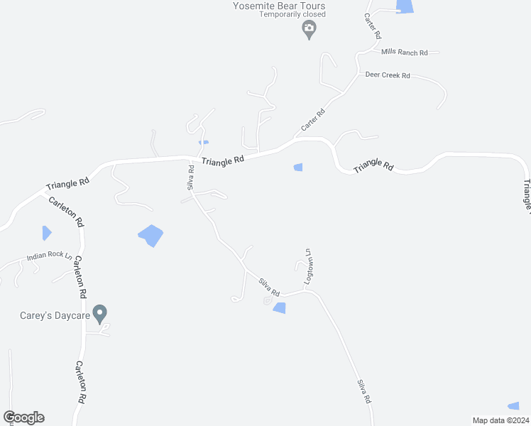 map of restaurants, bars, coffee shops, grocery stores, and more near Triangle Road in Mariposa County
