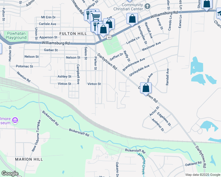 map of restaurants, bars, coffee shops, grocery stores, and more near 1619 Thalia Crescent in Henrico