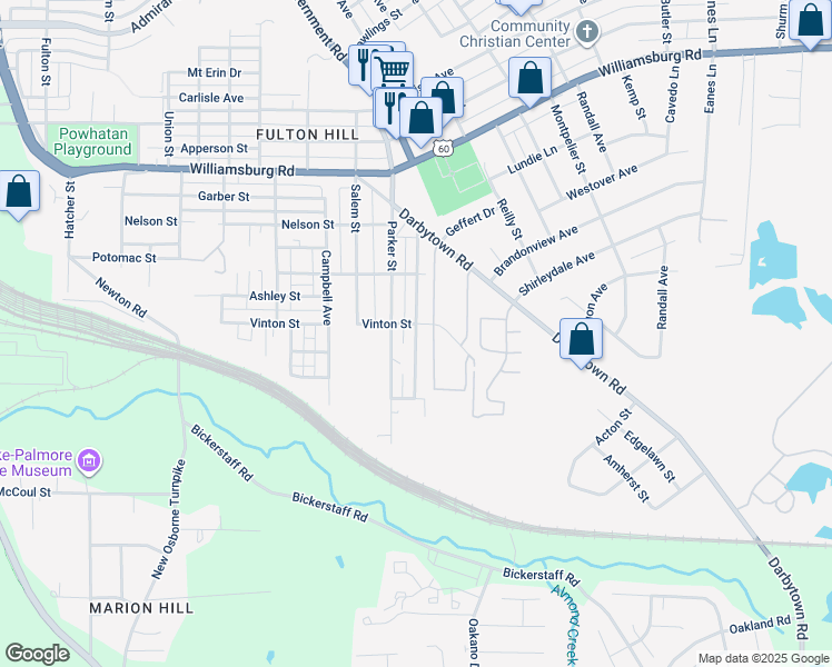 map of restaurants, bars, coffee shops, grocery stores, and more near 5413 Blueridge Avenue in Richmond