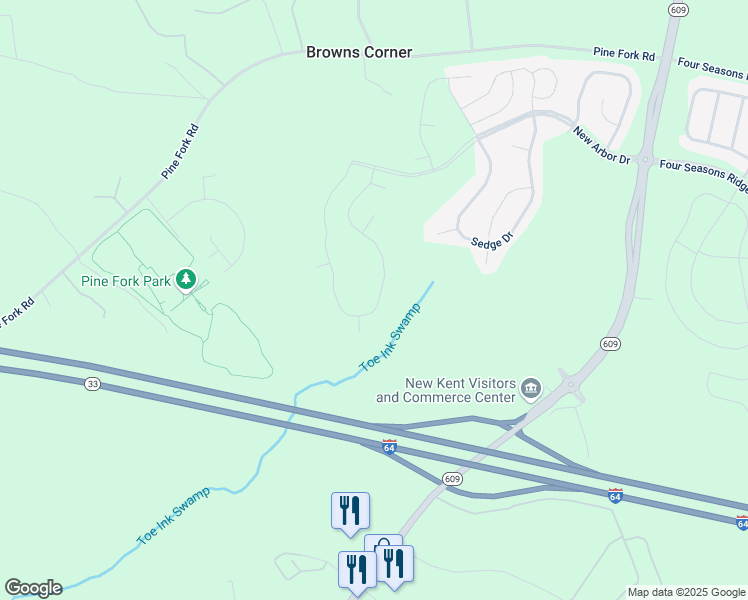 map of restaurants, bars, coffee shops, grocery stores, and more near in Browns Corner