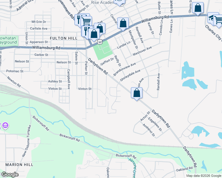 map of restaurants, bars, coffee shops, grocery stores, and more near 1634 Thalia Crescent in Henrico