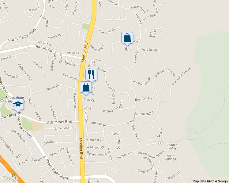 map of restaurants, bars, coffee shops, grocery stores, and more near 111 Boar Circle in Fremont